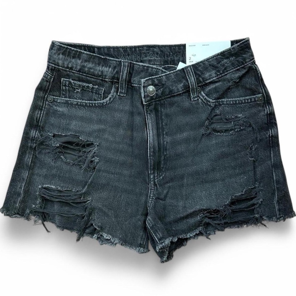 American Eagle Outfitters Distressed Mom Shorts - Black